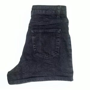 High waisted, black denim shorts
